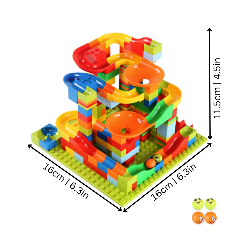 SpinBuild Colorful Marble Run STEM Construction Toy for Kids