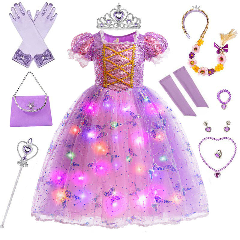 MermaGlow Light-Up Princess Dress for Kids, Mermaid Costume with Accessories