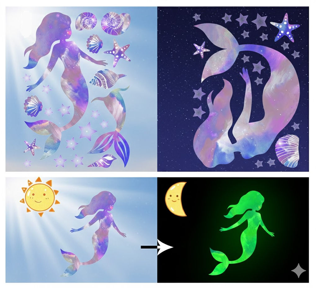 DreamGlow Glow-in-the-Dark Wall Stickers, Soothing Nighttime Room Décor for Kids