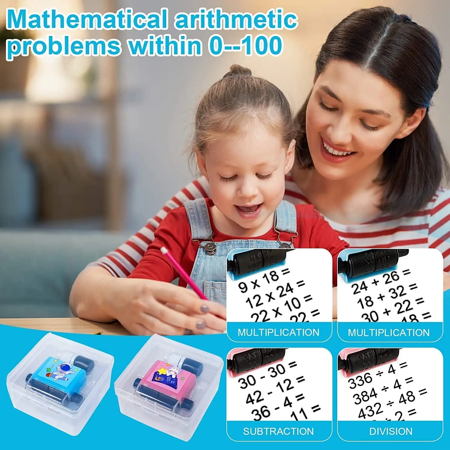 MathStamp Kids Math Stamp Set, Number & Symbol Learning Activity Toy