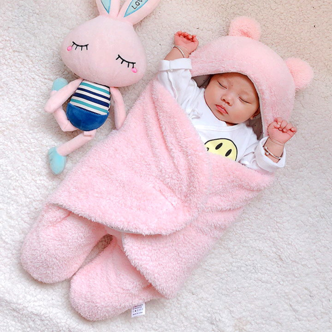 SleepyCub Hooded Baby Blanket Wrap with Bear Design for Cozy Sleep and Comfort