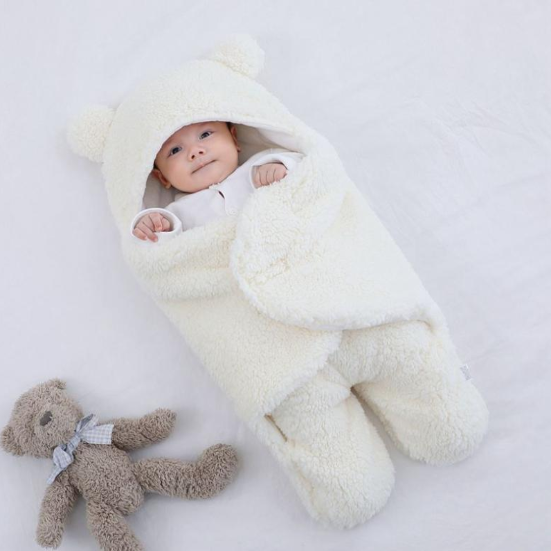 SleepyCub Hooded Baby Blanket Wrap with Bear Design for Cozy Sleep and Comfort