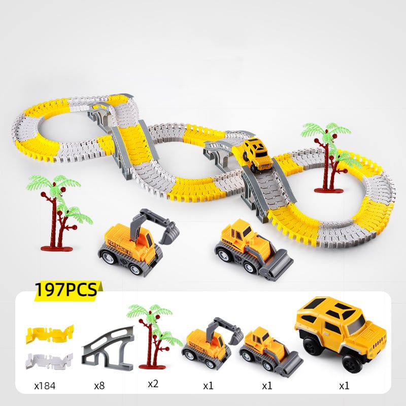 TrackTwist Flexible Race Track Set for Kids, Bendable DIY Car Road Play Toy
