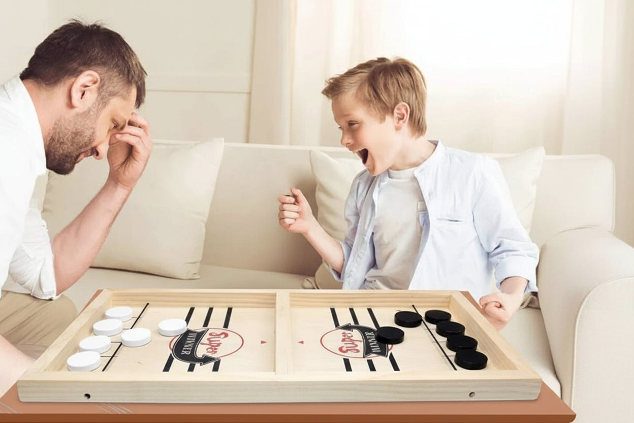 SwiftShot Sling Hockey Board Game, Fast-Paced Wooden Table Game for Kids & Family