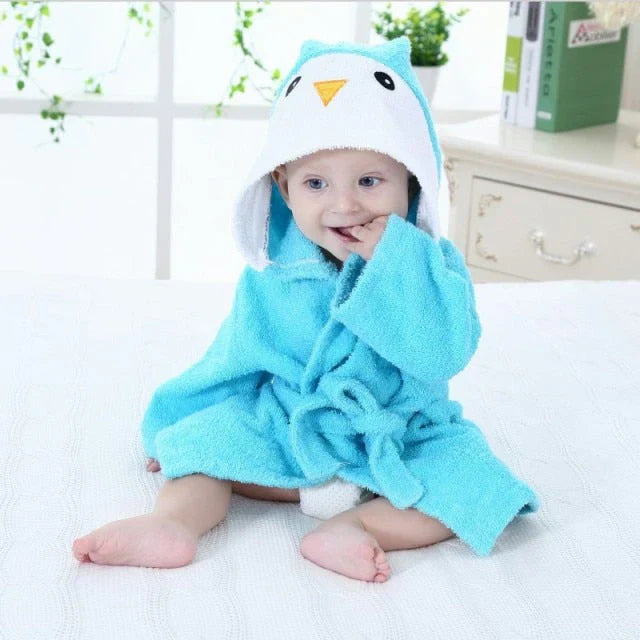 SnuggleDry Baby Bathrobe – Soft Absorbent Animal Hooded Robe for After Bath Time