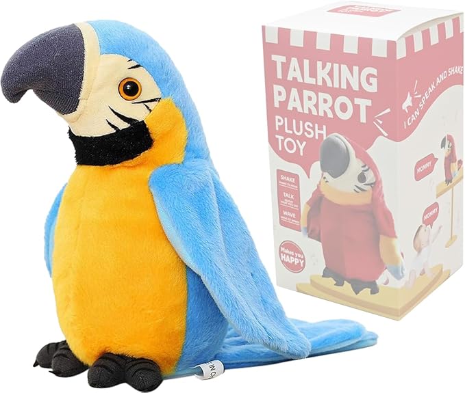 ChattyParrot Interactive Talking Plush Toy for Kids with Voice Repeat and Dancing Fun