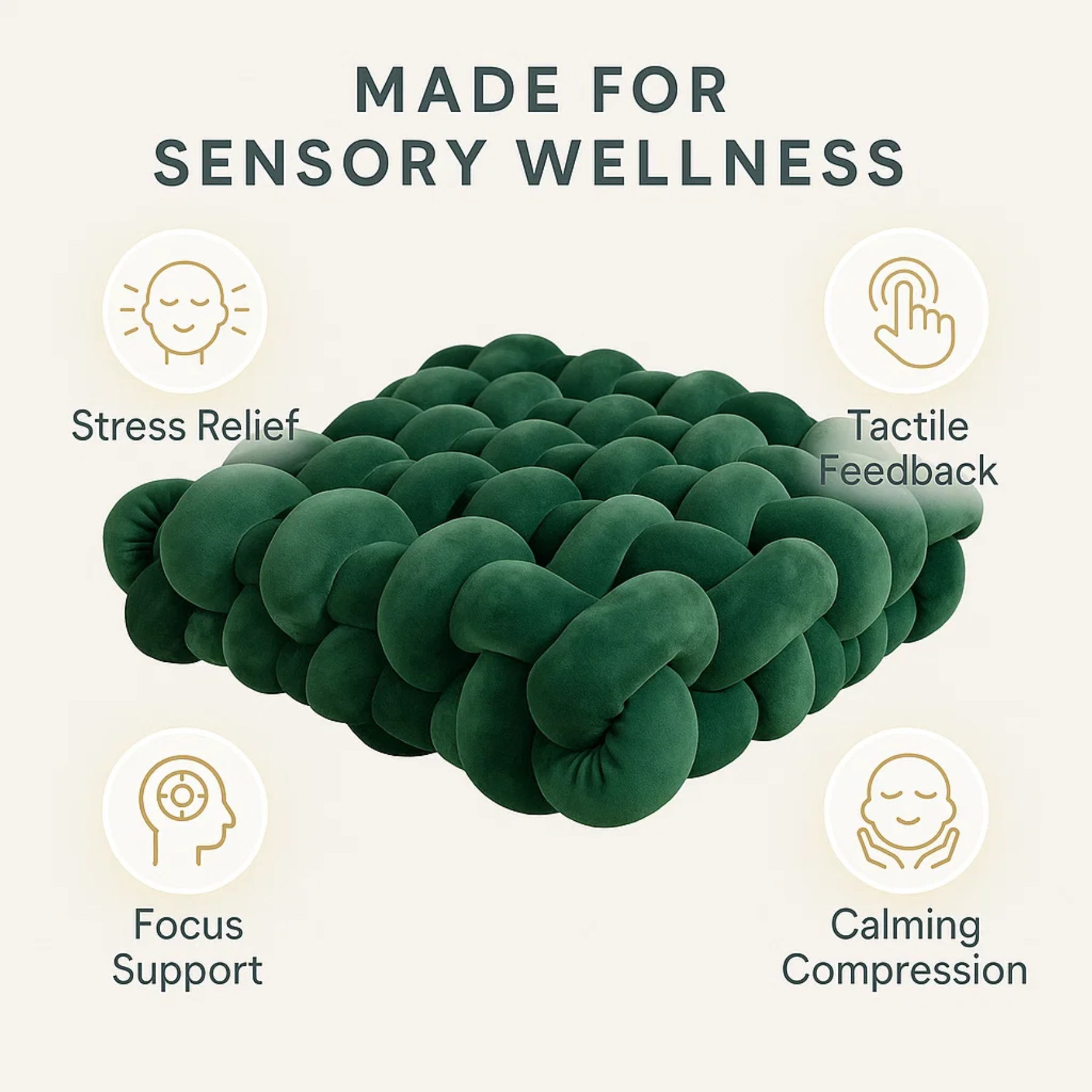 CalmiKnot Weighted Sensory Support Pillow for Deep Pressure Comfort and Relaxation