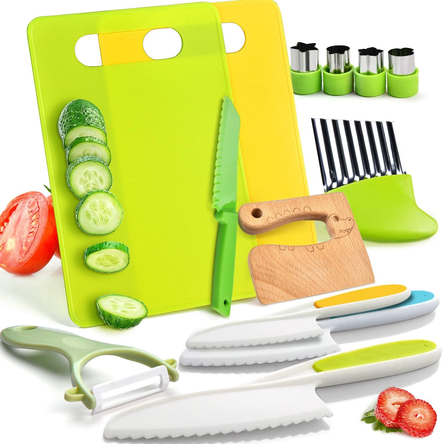 CookSmart Kids Kitchen Play Set with Cutting Boards and Safe Toy Knives