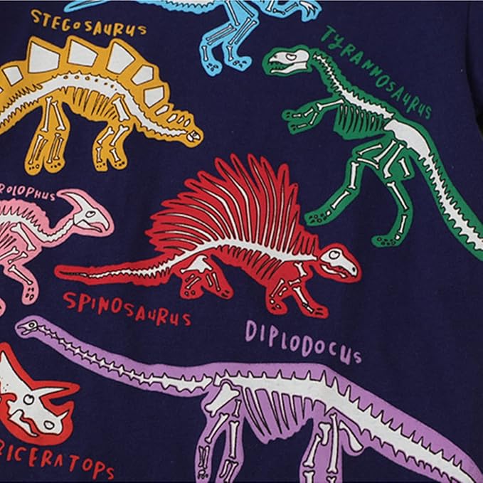 DinoGlow Kids Glow-in-the-Dark Dinosaur T-Shirt, Fun Graphic Tee for Boys & Girls