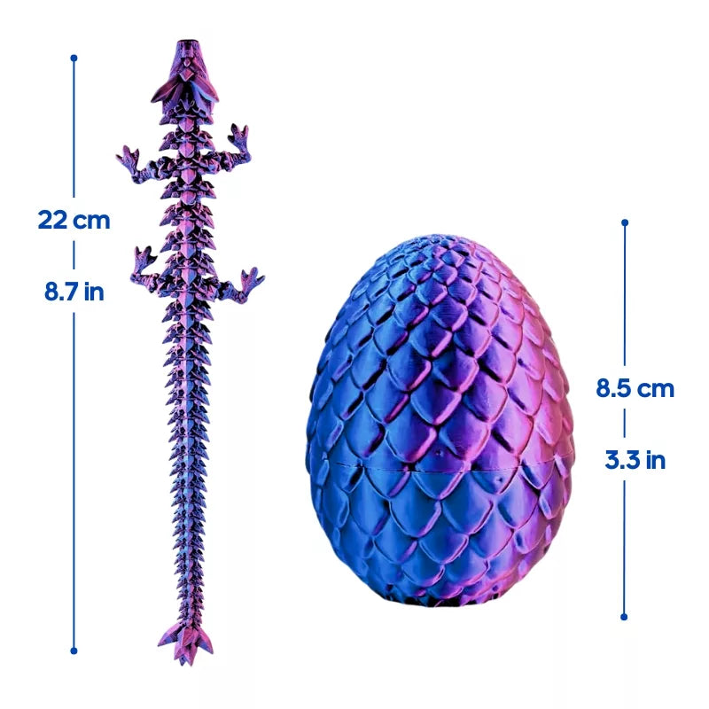 DragonFlex 3D Printed Articulated Dragon with Egg Fidget Toy