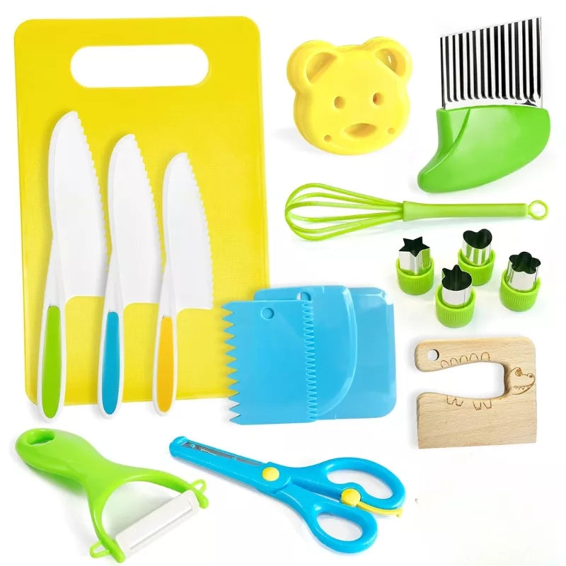 CookJoy Kids Play Kitchen Tools Cooking Set with Safe Utensils
