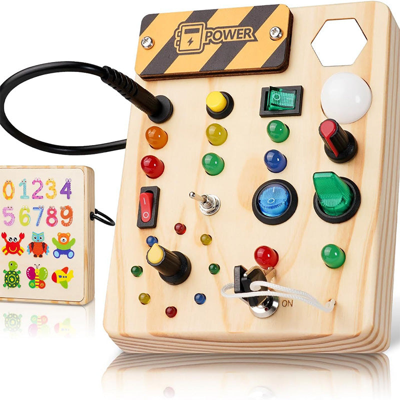 BusyBoard Pro Toddler Activity Panel Toy with Switches and Lights for Sensory Learning