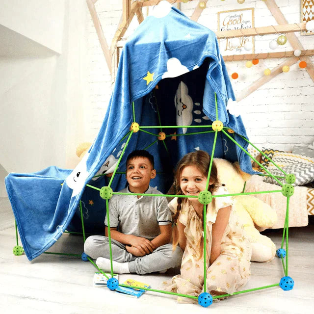 BuildNest Kids Fort & Tent Building Kit, Creative Indoor & Outdoor Play Set Ages 4+