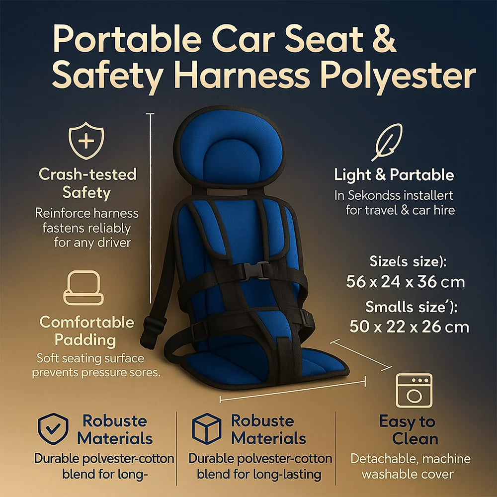Portable Kids Travel Booster Seat Harness – Compact Car Safety Seat for Toddlers & Young Children