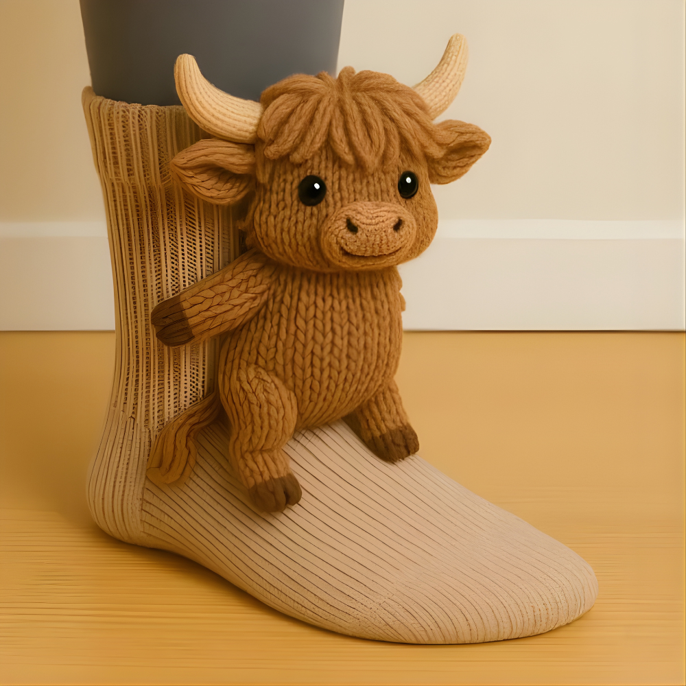 SnugZoo 3D Animal Slipper Socks, Cozy Unisex Knit Home Footwear for Kids & Adults