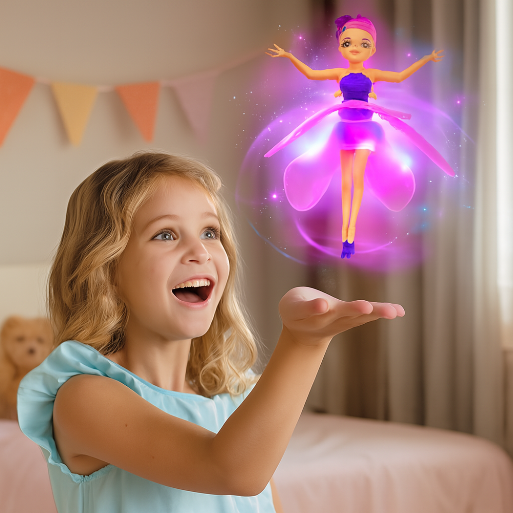 FairyGlide Flying Princess Toy, Rechargeable LED Hand-Sensor Hover Fairy for Kids
