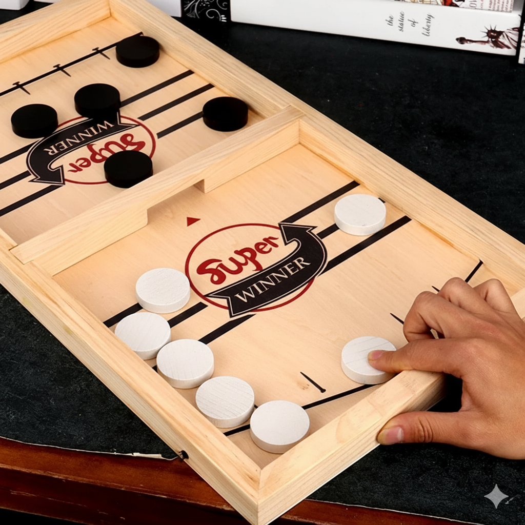 SwiftShot Sling Hockey Board Game, Fast-Paced Wooden Table Game for Kids & Family