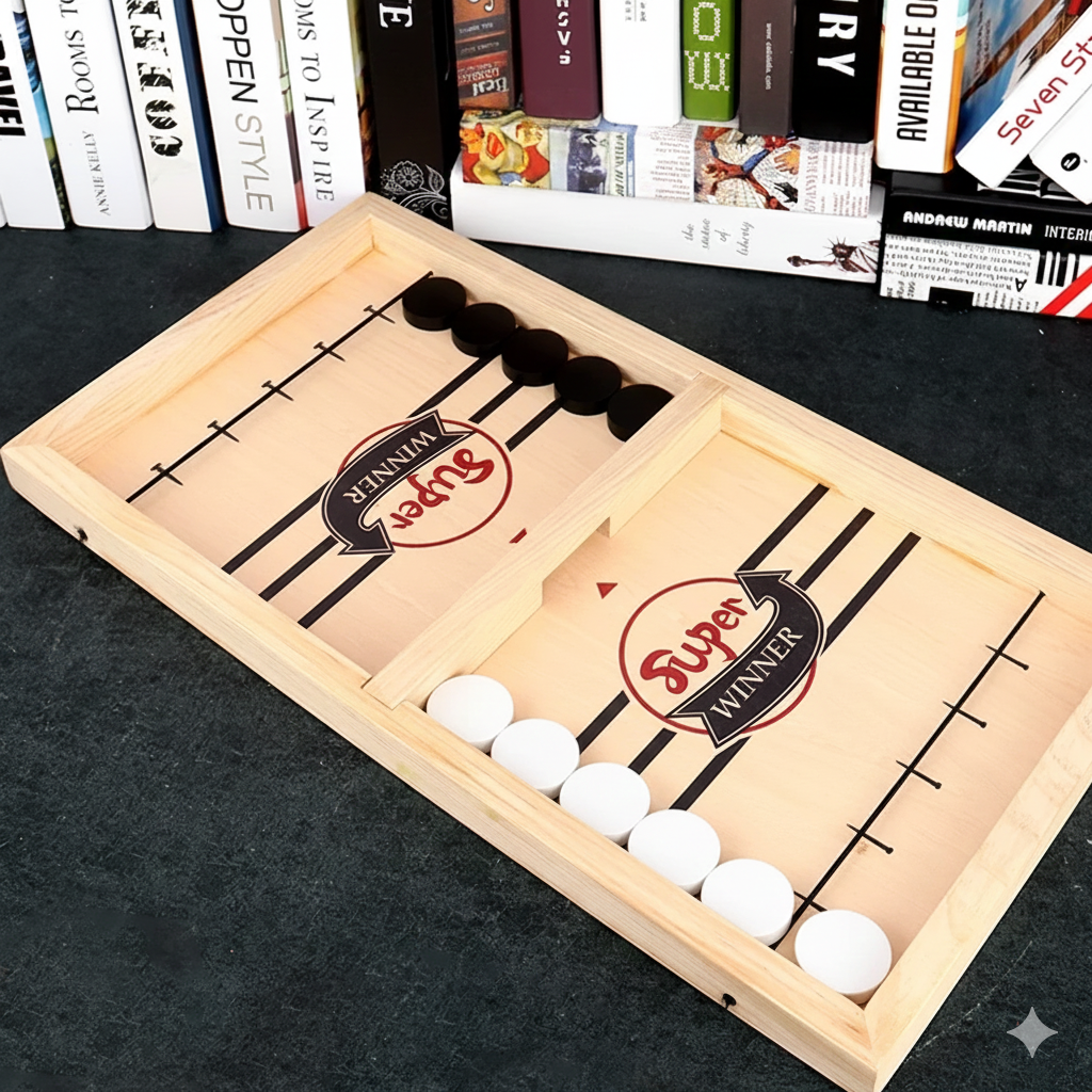 SwiftShot Sling Hockey Board Game, Fast-Paced Wooden Table Game for Kids & Family