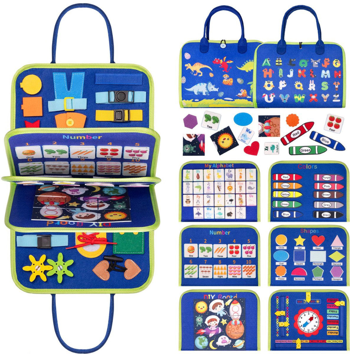 BusyBook Soft Sensory Activity Book with Zippers and Buttons Montessori Toy Ages 3+