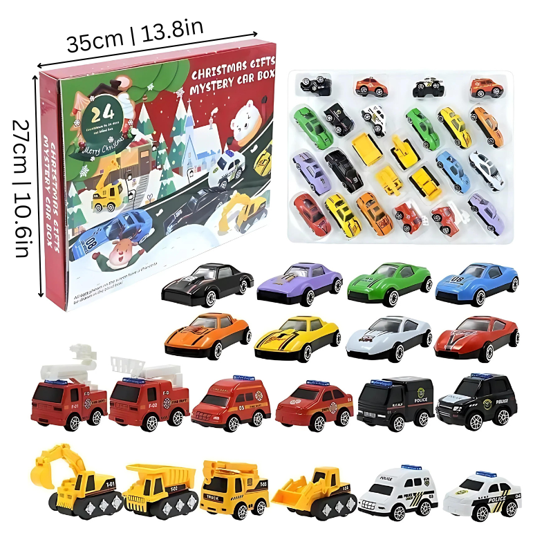 HolidayHaul Advent Kids Vehicle Playset Mini Construction Truck Toy Set
