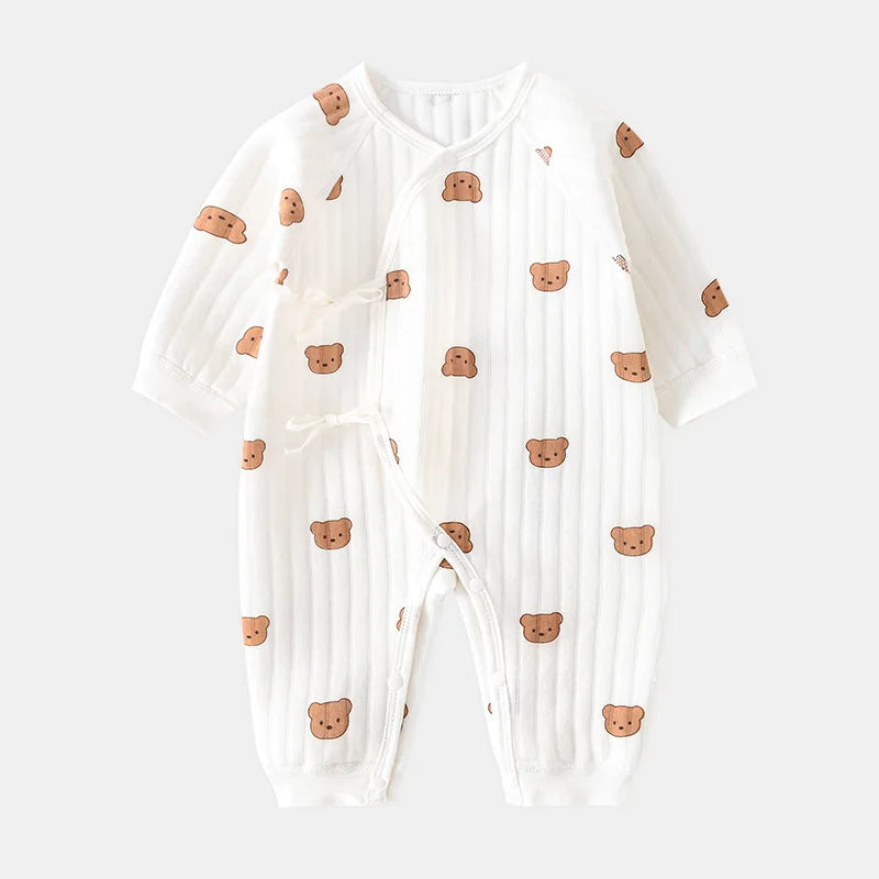 SnuggleCub Baby Cotton Romper with Bear Patch for Cozy Everyday Wear