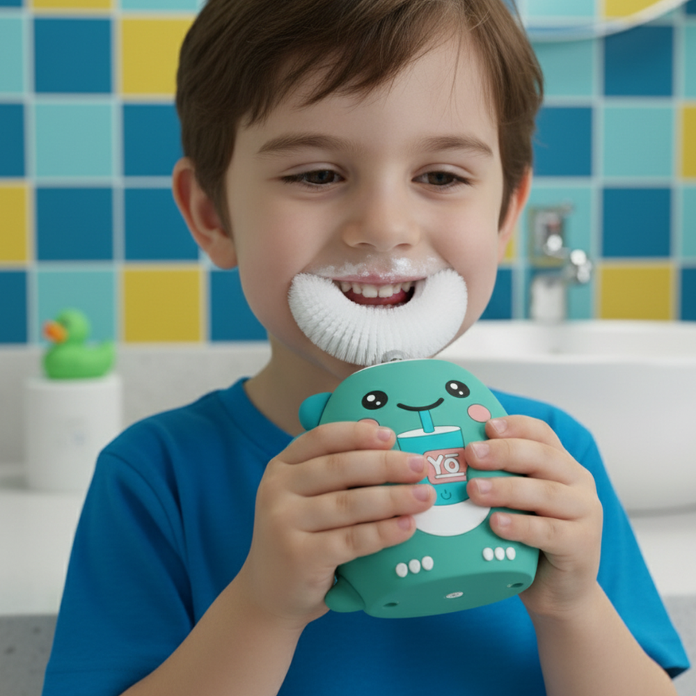 DinoClean Kids U-Shaped Electric Toothbrush – Rechargeable Sonic Oral Care Set