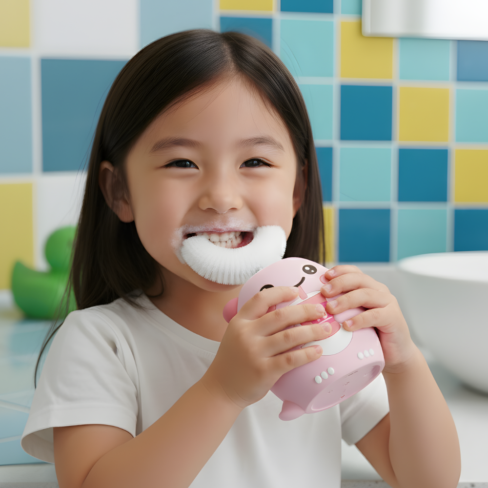 DinoClean Kids U-Shaped Electric Toothbrush – Rechargeable Sonic Oral Care Set