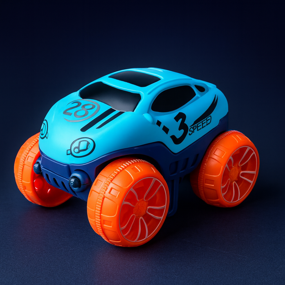 FlexiRacer Pro Kids Flexible Race Track Car Set with Loop Stunts and LED Car