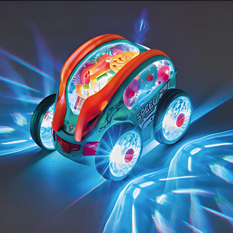 GearGlow Gear-Powered LED Light Car Toy for Kids Action Play