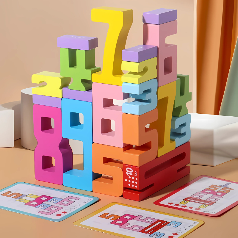 CountRise Wooden Number Stacking Balance Math Learning Toy for Kids