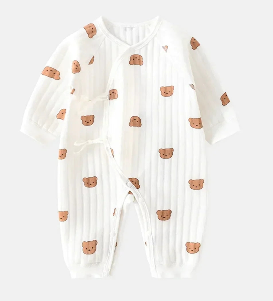 SnuggleCub Baby Cotton Romper with Bear Patch for Cozy Everyday Wear