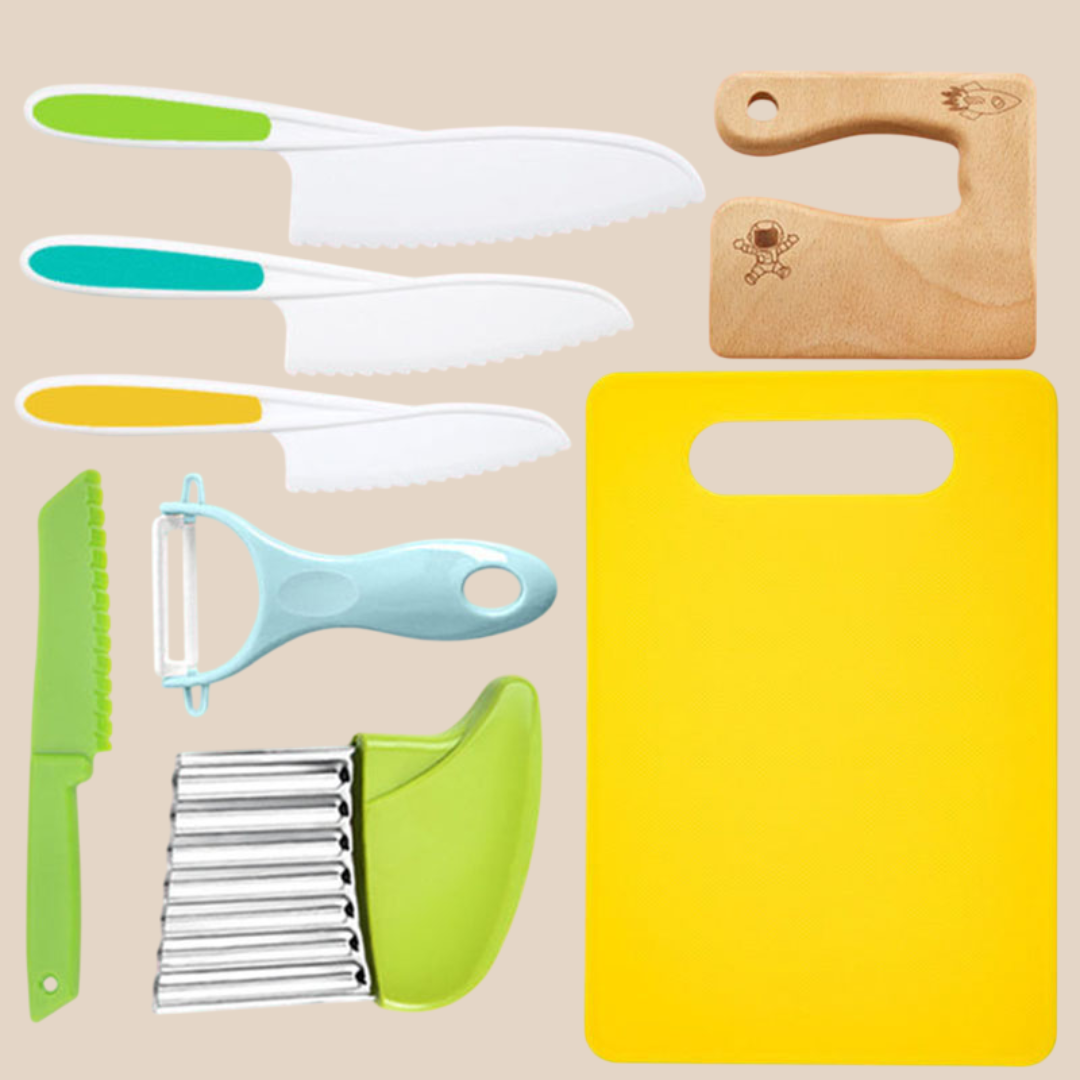 MiniChef Kids Cooking Set 8-Piece with Safe Cutting Tools, BPA-Free Educational Toy