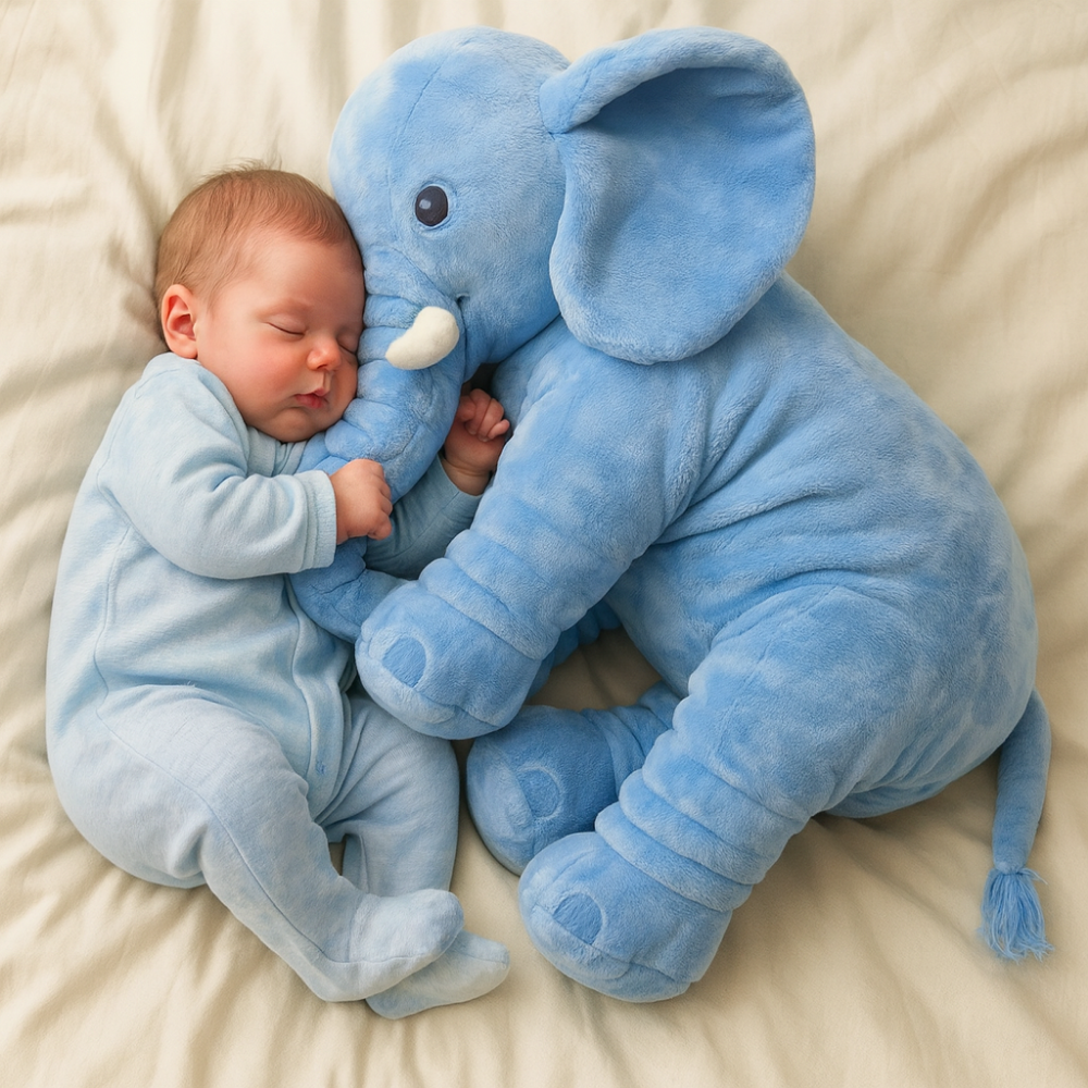 SnuggleEle Plush Elephant Baby Pillow, Soft Comfort Nursery Gift