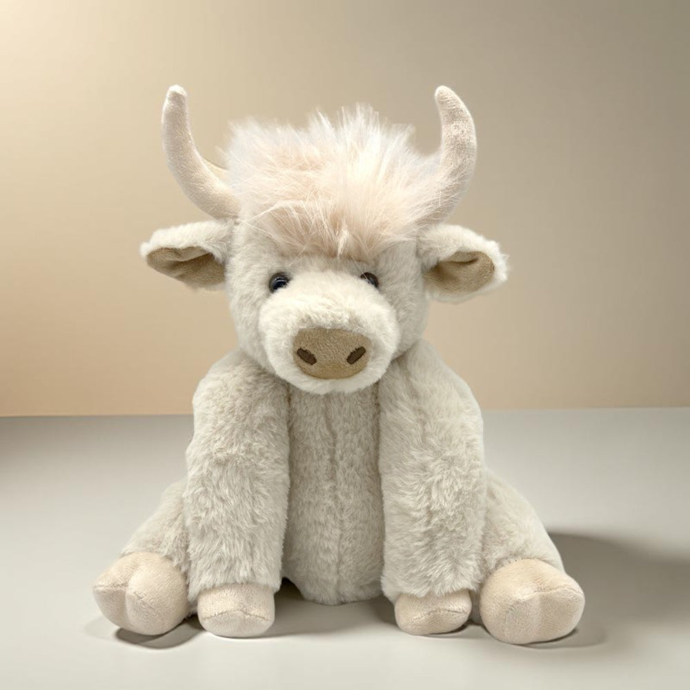 HighlandSnugs Plush Highland Cow Stuffed Animal with Soft Faux Fur & Decorative Horns