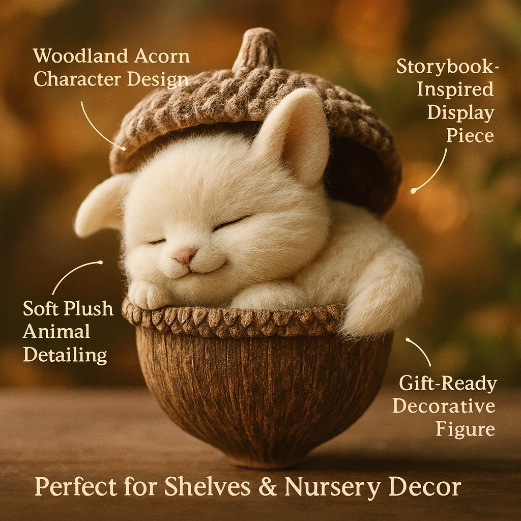 AcornBuddy Plush Woodland Acorn Character Toy, Soft Decorative Figure for Kids