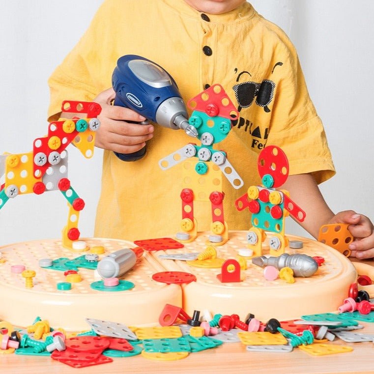 BuildMaster Kids Tool Box Set with Electric Drill and STEM Building Pieces for Creative Play