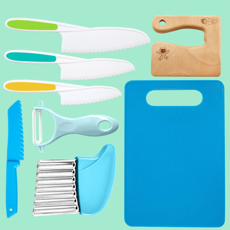 MiniChef Kids Cooking Set 8-Piece with Safe Cutting Tools, BPA-Free Educational Toy