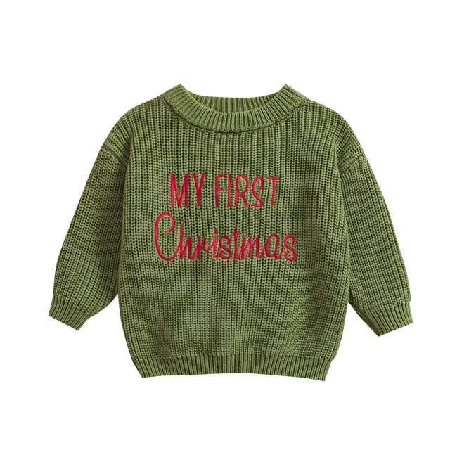 FirstNoel Baby Christmas Sweater, My First Christmas Unisex Cotton 0–2 Years