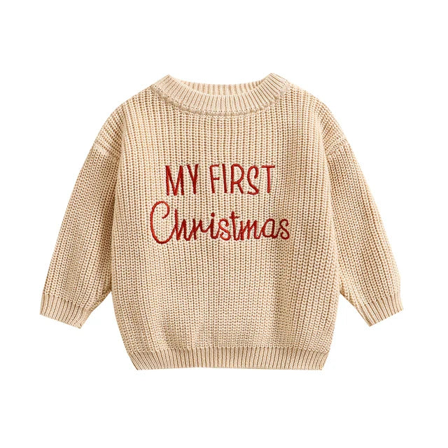 FirstNoel Baby Christmas Sweater, My First Christmas Unisex Cotton 0–2 Years