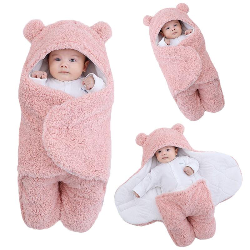 SleepyCub Hooded Baby Blanket Wrap with Bear Design for Cozy Sleep and Comfort