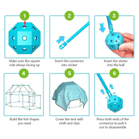 BuildNest Kids Fort & Tent Building Kit, Creative Indoor & Outdoor Play Set Ages 4+