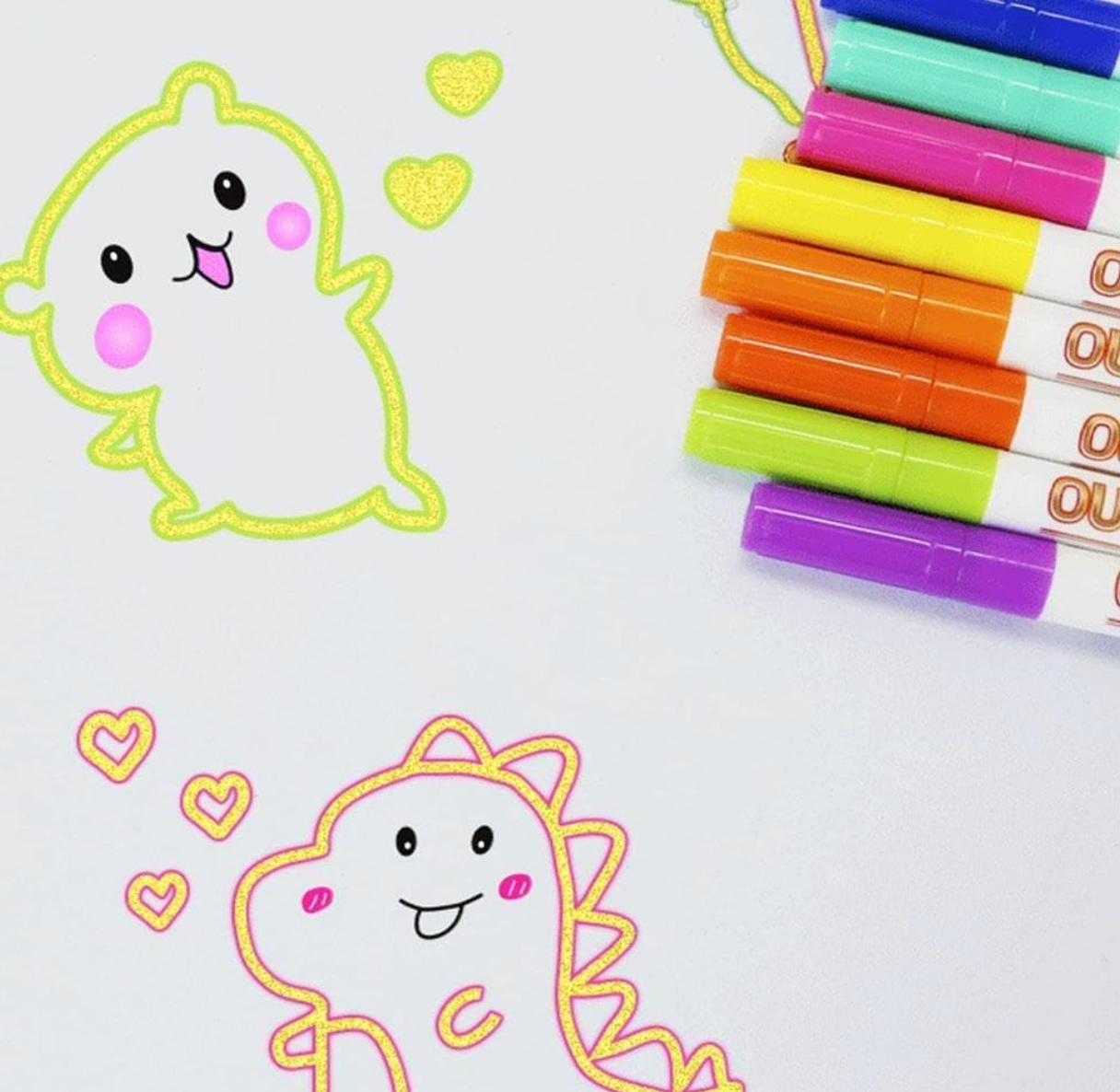 DuoMark Colorful Metallic Double Line Highlighters, Creative Art & Study Marker Set