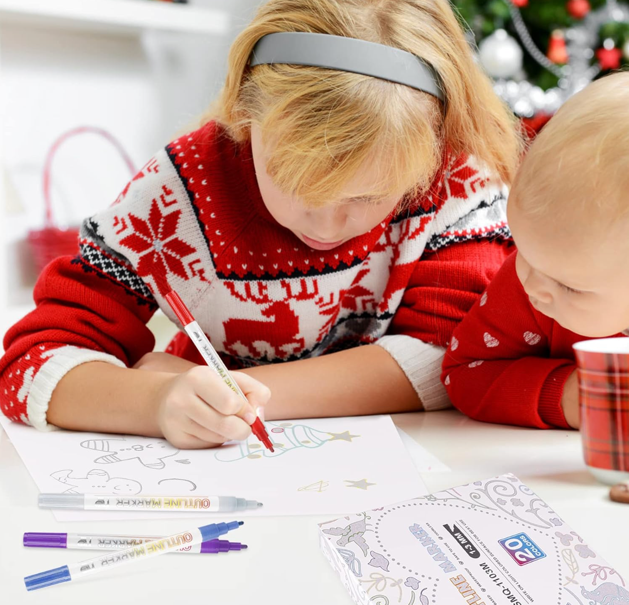 DuoMark Colorful Metallic Double Line Highlighters, Creative Art & Study Marker Set