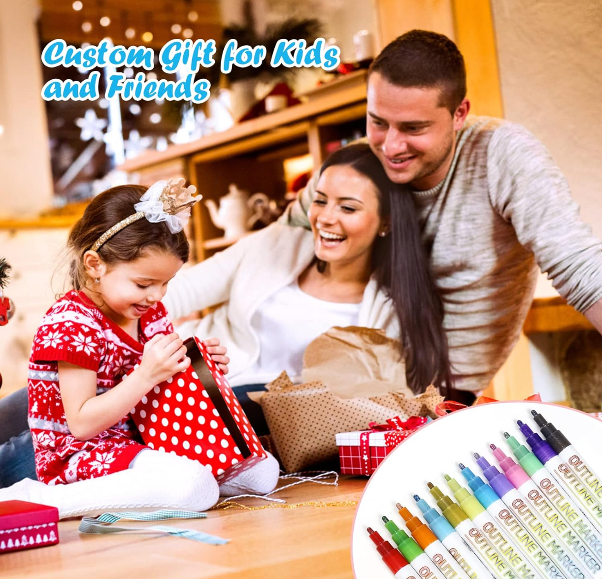 DuoMark Colorful Metallic Double Line Highlighters, Creative Art & Study Marker Set