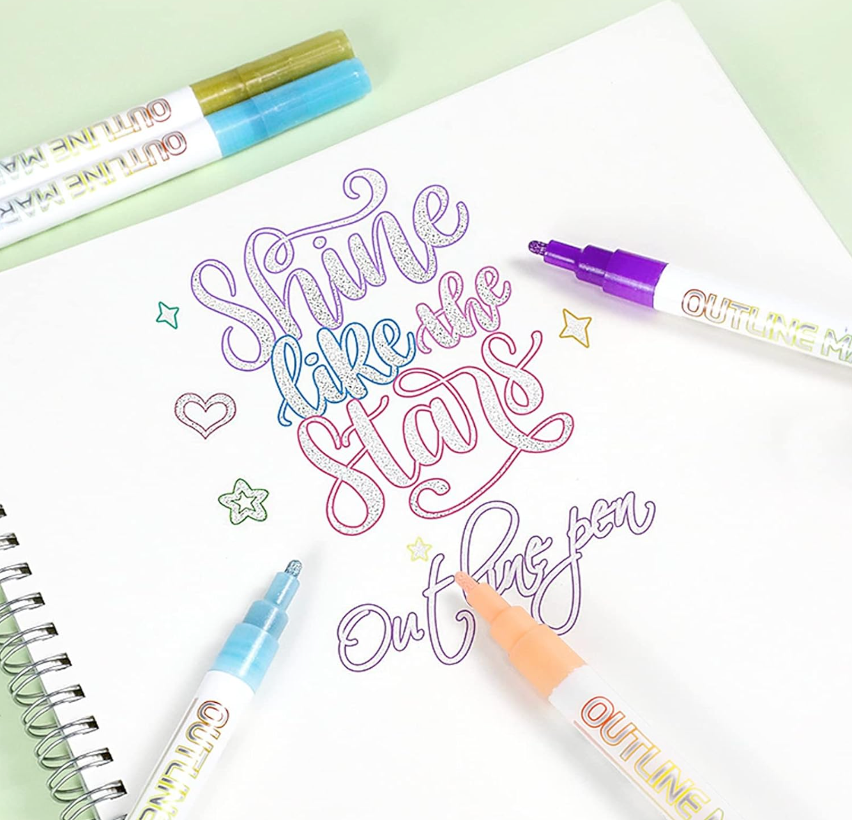 DuoMark Colorful Metallic Double Line Highlighters, Creative Art & Study Marker Set