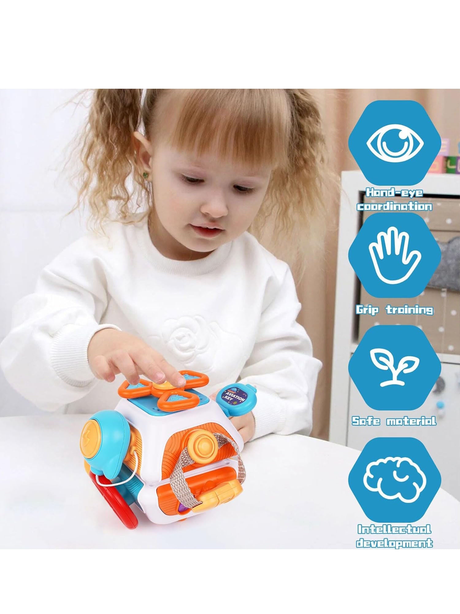 MindGrow Montessori Activity Cube, BPA-Free Motor Skills Toy for Toddlers 1–4