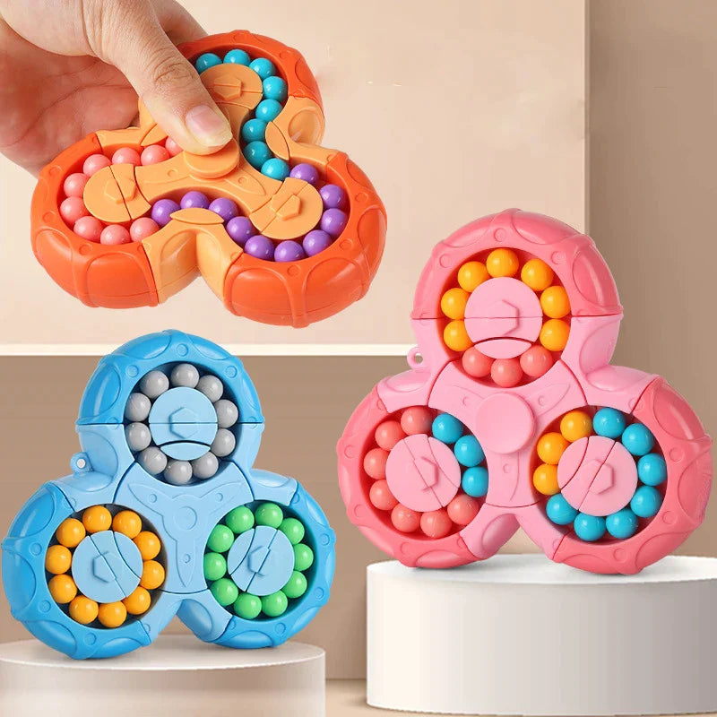 SensorySpin 2-in-1 Fidget Toy, Rubik’s Cube & Magic Bean Gyro Spinner
