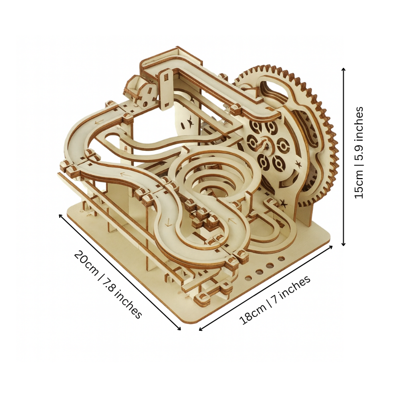 GearGlide Wooden Mechanical Marble Run STEM Model Building Kit
