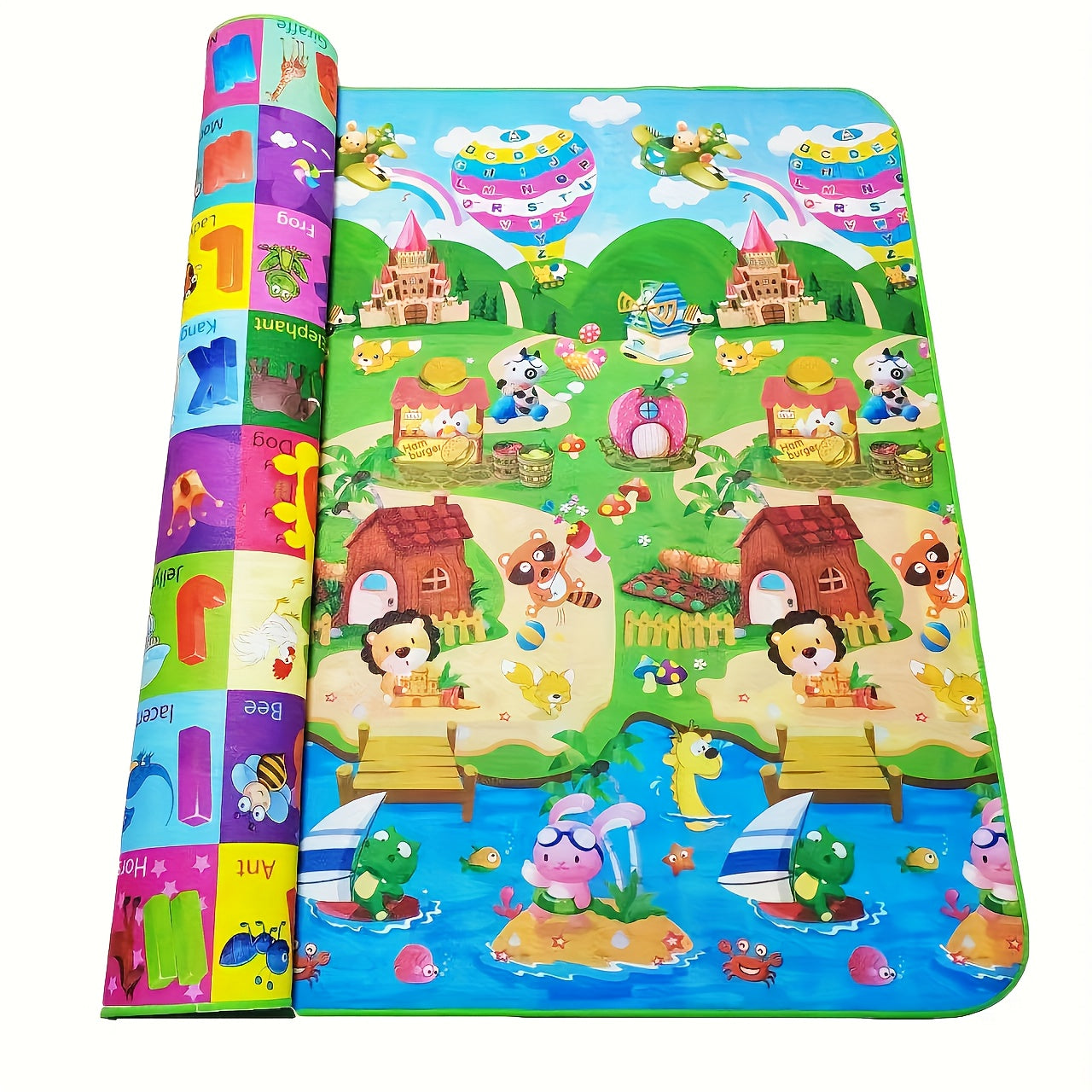 PlaySafe Double-Sided Foam Play Mat, Non-Slip Educational Baby Mat 180x120cm