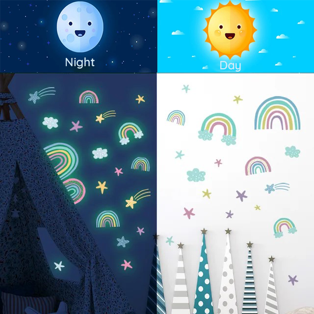 DreamGlow Glow-in-the-Dark Wall Stickers, Soothing Nighttime Room Décor for Kids